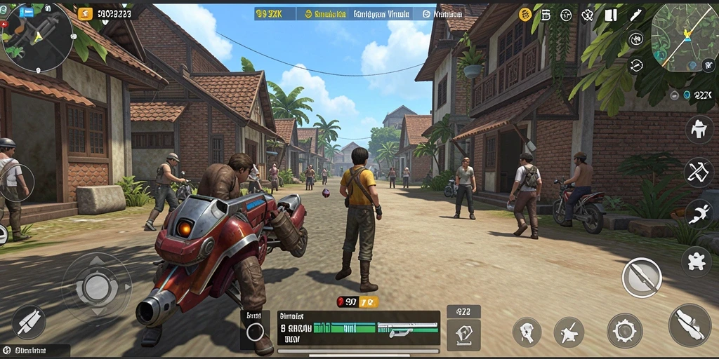 Tampilan gameplay <strong>99ZK</strong> yang menggambarkan dunia simulasi virtual.