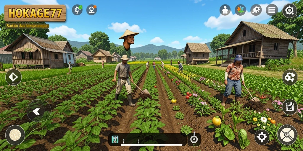 Screenshot HOKAGE77 menampilkan gameplay seru di ladang yang hijau.