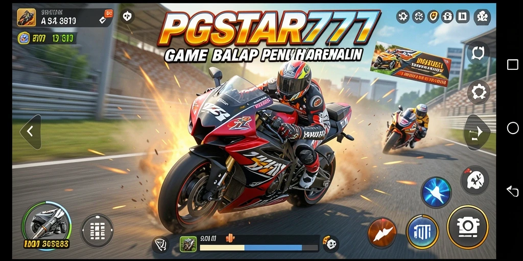 Screenshot dari gameplay seru PGSTAR777 yang menampilkan aksi balap motor.