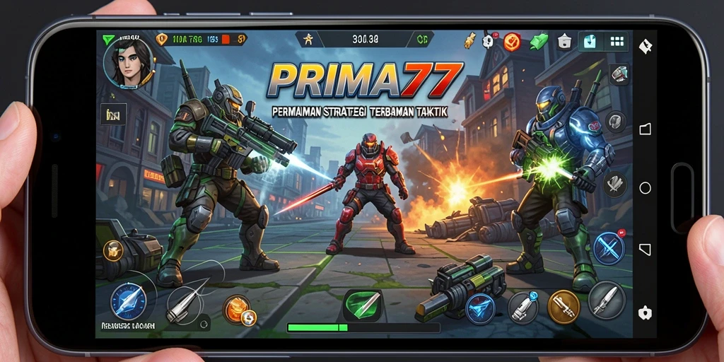 Screenshot utama PRIMA77 menunjukkan gameplay strategi yang seru dan dinamis.