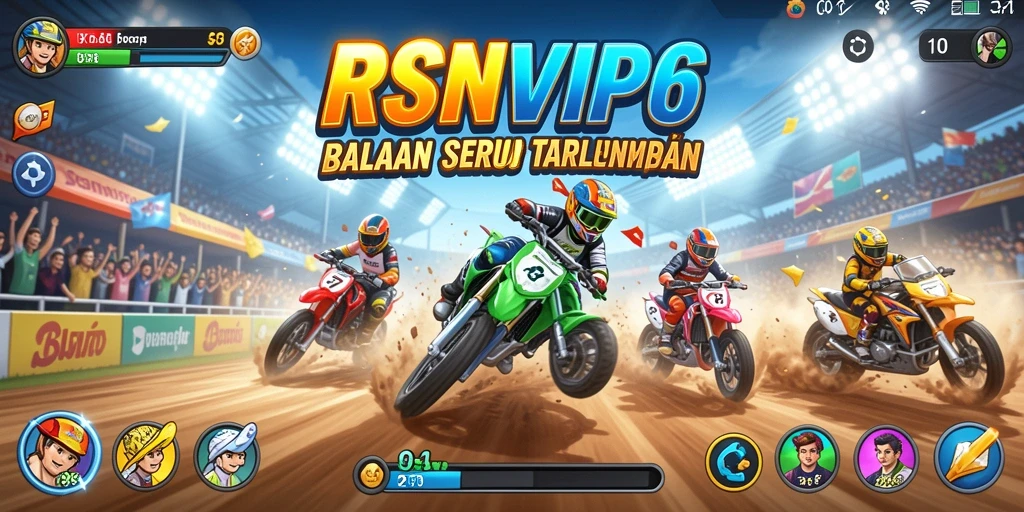 Tampilan gameplay balapan seru RSNVIP6 dengan mobil yang beraksi.